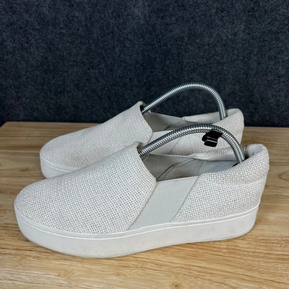 Vince Warren Woven Platform Slip On Sneakers Mens 9.5 Cream Off White Flatform